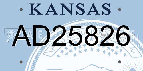 AD25826 Kansas License Plate