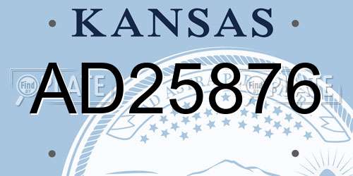 AD25876 Kansas License Plate
