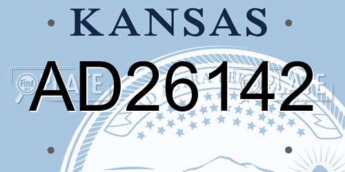 AD26142 Kansas License Plate