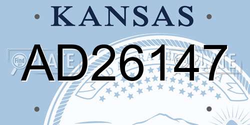 AD26147 Kansas License Plate
