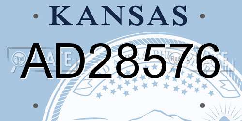AD28576 Kansas License Plate