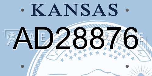 AD28876 Kansas License Plate