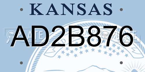 AD2B876 Kansas License Plate