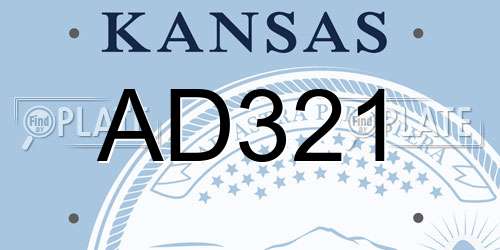 AD321 Kansas License Plate