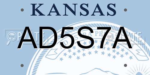 AD5S7A Kansas License Plate