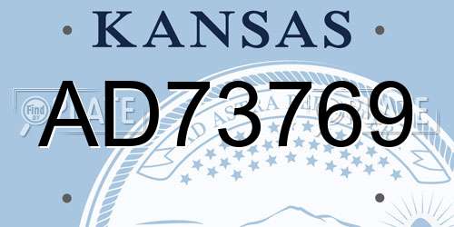 AD73769 Kansas License Plate