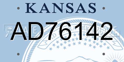 AD76142 Kansas License Plate