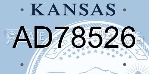 AD78526 Kansas License Plate