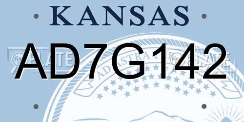 AD7G142 Kansas License Plate