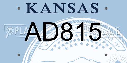 AD815 Kansas License Plate