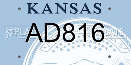 AD816 Kansas License Plate