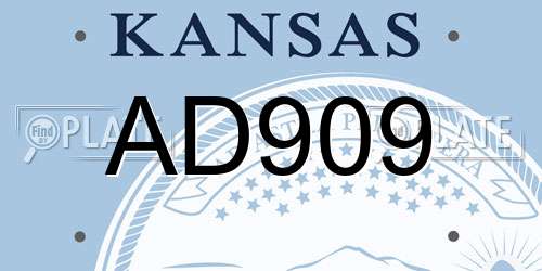 AD909 Kansas License Plate