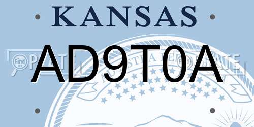 AD9T0A Kansas License Plate