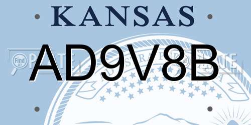 AD9V8B Kansas License Plate