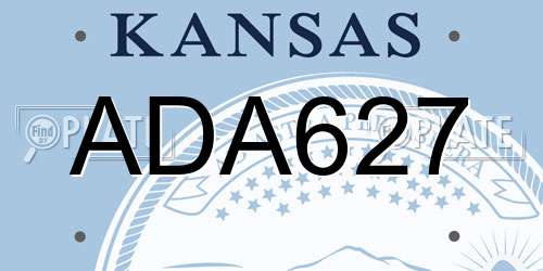 ADA627 Kansas License Plate