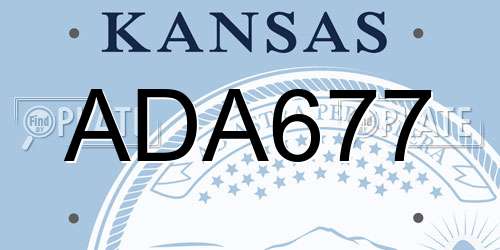 ADA677 Kansas License Plate
