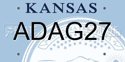 ADAG27 Kansas License Plate
