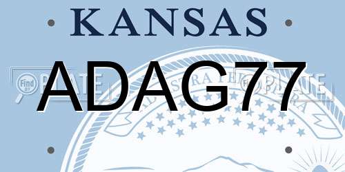 ADAG77 Kansas License Plate