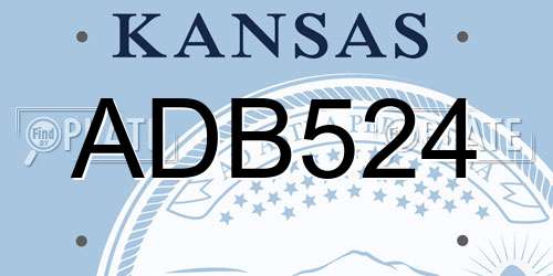 ADB524 Kansas License Plate