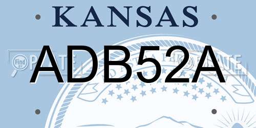 ADB52A Kansas License Plate