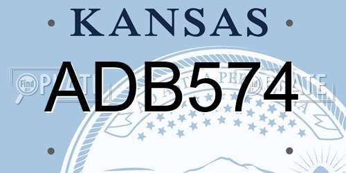 ADB574 Kansas License Plate