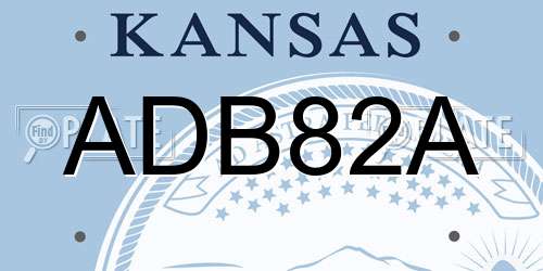 ADB82A Kansas License Plate