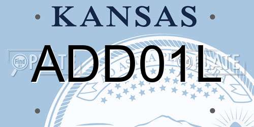ADD01L Kansas License Plate