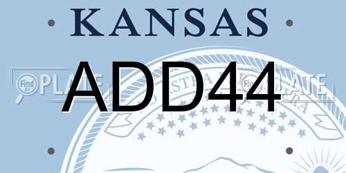 ADD44 Kansas License Plate