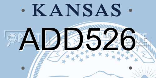 ADD526 Kansas License Plate