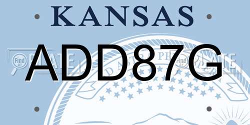 ADD87G Kansas License Plate