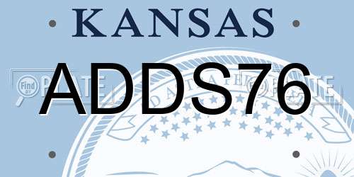 ADDS76 Kansas License Plate