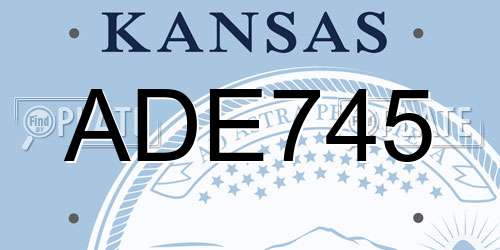 ADE745 Kansas License Plate