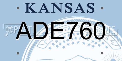 ADE760 Kansas License Plate