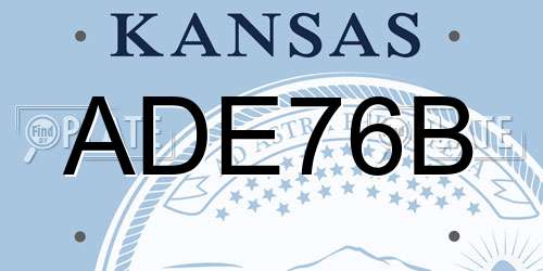 ADE76B Kansas License Plate