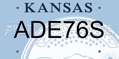 ADE76S Kansas License Plate