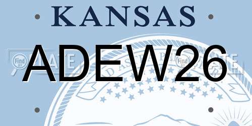 ADEW26 Kansas License Plate