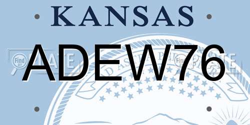 ADEW76 Kansas License Plate