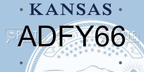 ADFY66 Kansas License Plate
