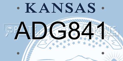 ADG841 Kansas License Plate