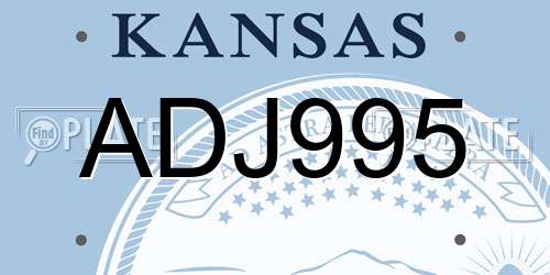 ADJ995 Kansas License Plate