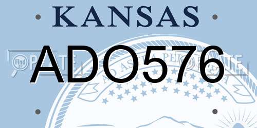 ADO576 Kansas License Plate