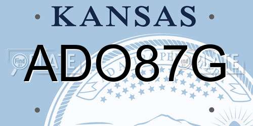 ADO87G Kansas License Plate