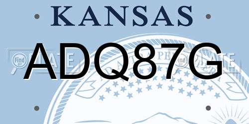 ADQ87G Kansas License Plate