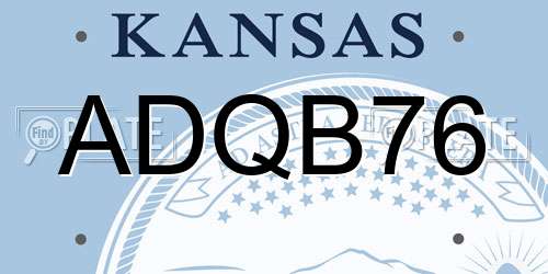 ADQB76 Kansas License Plate
