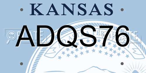 ADQS76 Kansas License Plate
