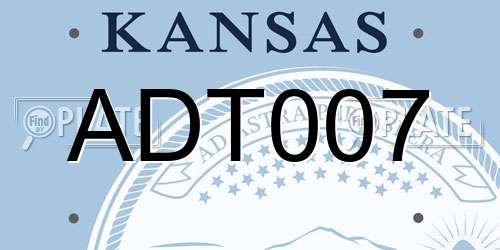 ADT007 Kansas License Plate