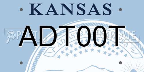 ADT00T Kansas License Plate