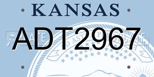 ADT2967 Kansas License Plate