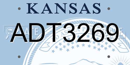 ADT3269 Kansas License Plate