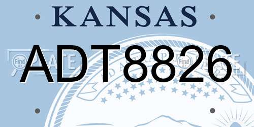 ADT8826 Kansas License Plate